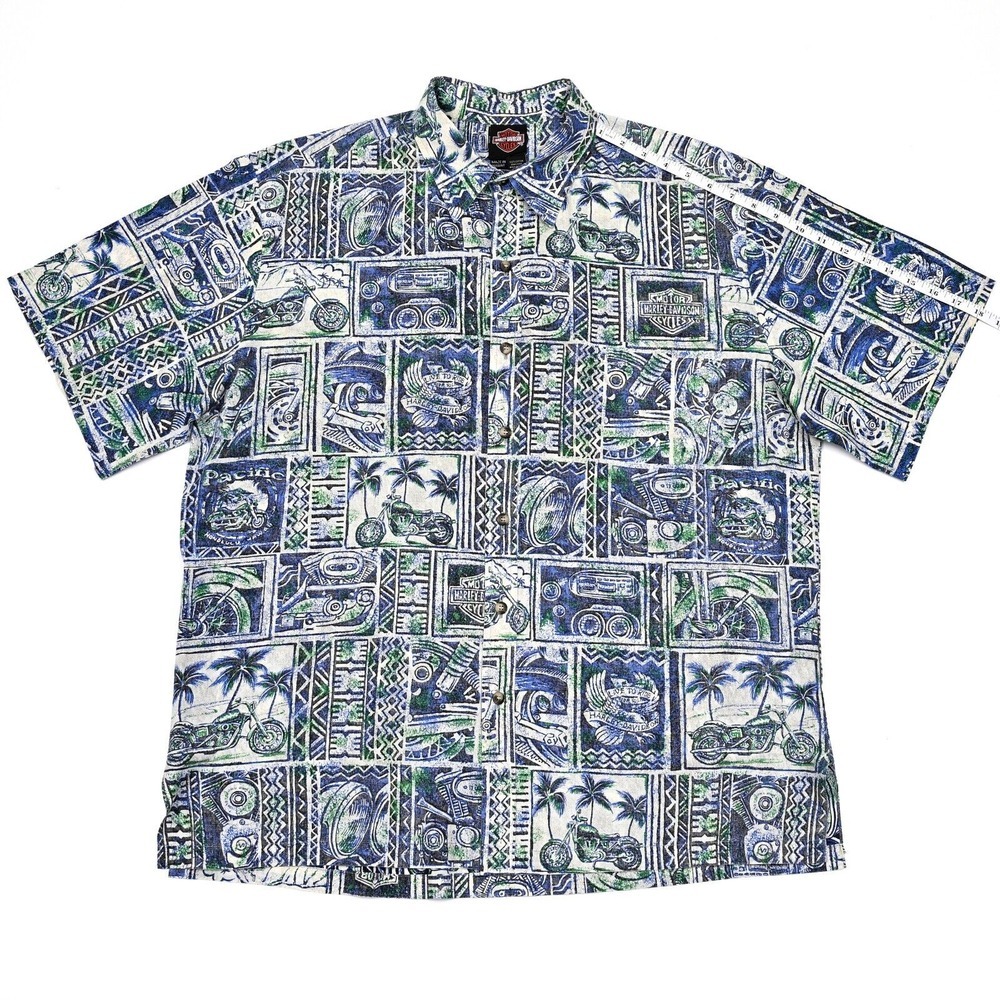 Harley Davidson Tori Richard Hawaiian Camp Shirt Mens XL Abstract All Over Print - Picture 5 of 10
